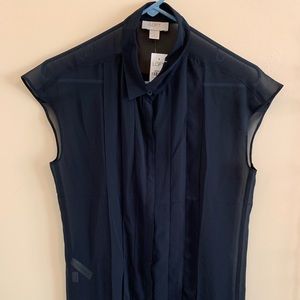 LOFT Navy Sleeveless Shirt Size Small